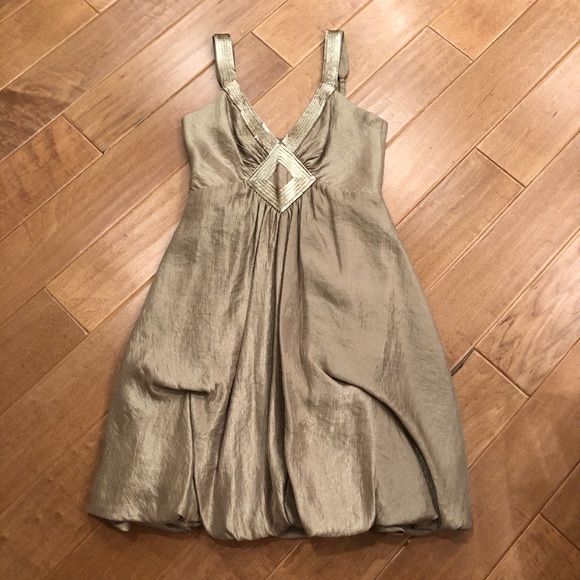 BCBGMaxAzria Dresses & Skirts - BCBG Maxazria Women’s Gold Mini Evening Dress Size 4